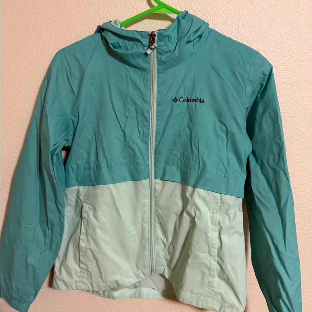 Columbia Aqua and Mint Hooded Jacket